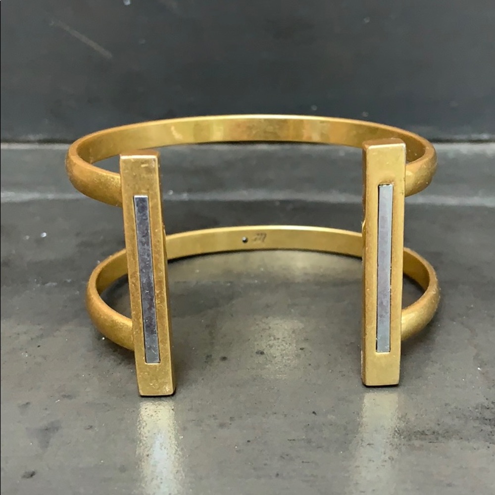 Madewell Gold With Silver Bar Cuff Bracelet